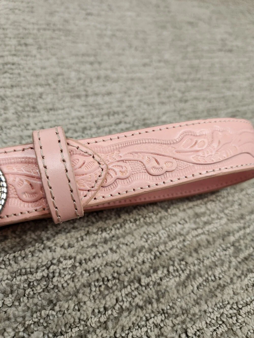 Nocona Pink Leather Belt Girls 24 Western Gold & Silver Horse Buckle Equestrian